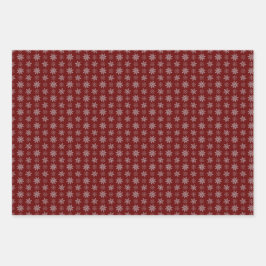 Cluster van sneeuwvlokken op Deep Red Inpakpapier Vel