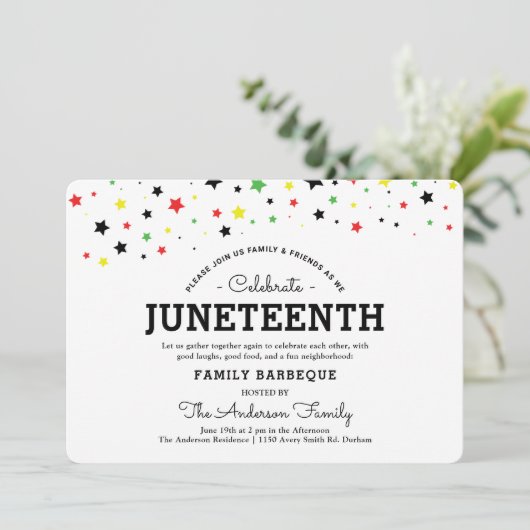 Cluster van sterren | Juneteenth Holiday RBYG Colo Kaart (Staand voorkant)