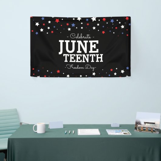 Cluster van sterrengevierde Juneteenth Blk Spandoek (Beurs)