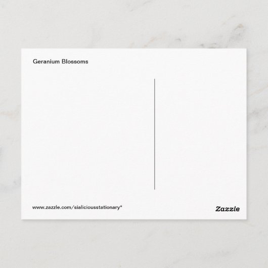 Cluster  witte en roze geraniumbloesems briefkaart (Achterkant)