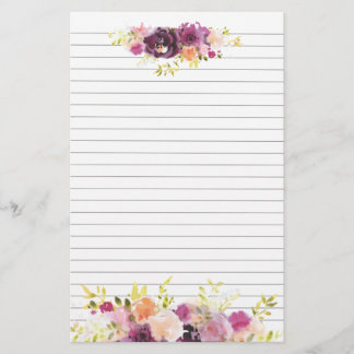 Clusters van Purple Flowers Top en Bottom Briefpapier