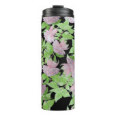 clusters van roze bloemen en bladbloemen thermosbeker (Voorkant)