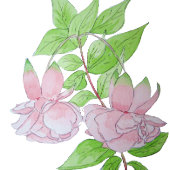 clusters van roze bloemen en bladbloemen thermosbeker