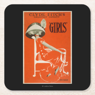 Clyde Fitch's grootste comedy, 'Girls'-theater 2 Vierkante Kartonnen Onderzetter