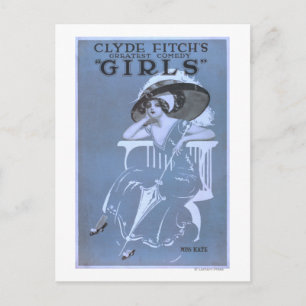 Clyde Fitch's grootste komedie, 'Meisjes'-theater Briefkaart