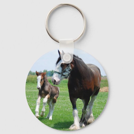 Clydesdale en Filly Sleutelhanger (Voorkant)