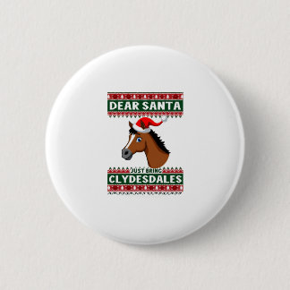 Clydesdale Horse Christmas Ugly Xmas Sweater Eques Ronde Button 5,7 Cm