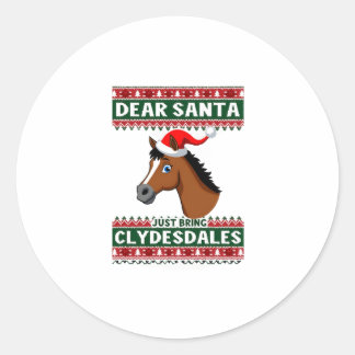 Clydesdale Horse Christmas Ugly Xmas Sweater Eques Ronde Sticker