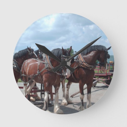 Clydesdale Horse Clock Ronde Klok (Voorkant)
