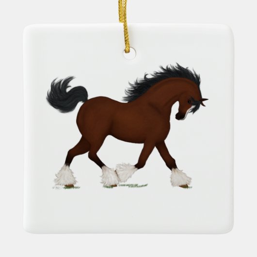 Clydesdale Horse Personalized Equestrian Kerstmis Keramisch Ornament (Voorkant)