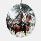 Clydesdale paarden keramisch ornament (Links)