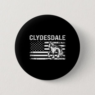 Clydesdale USA Vlag Paardensport Paardenras Vrouwe Ronde Button 5,7 Cm