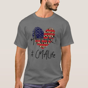 CMA Life Hart Amerikaanse Vlag Luipaard Stethoscoo T-shirt
