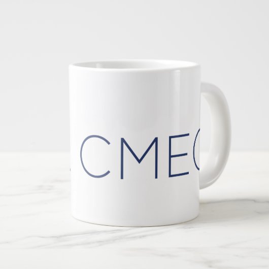 CMEC Jumbo Coffee Mok - 20 oz, wit met marine (Voorkant rechts)