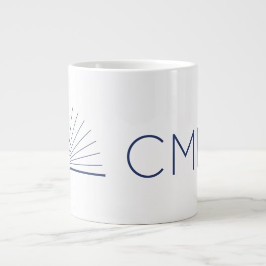 CMEC Jumbo Coffee Mok - 20 oz, wit met marine (Voorkant)