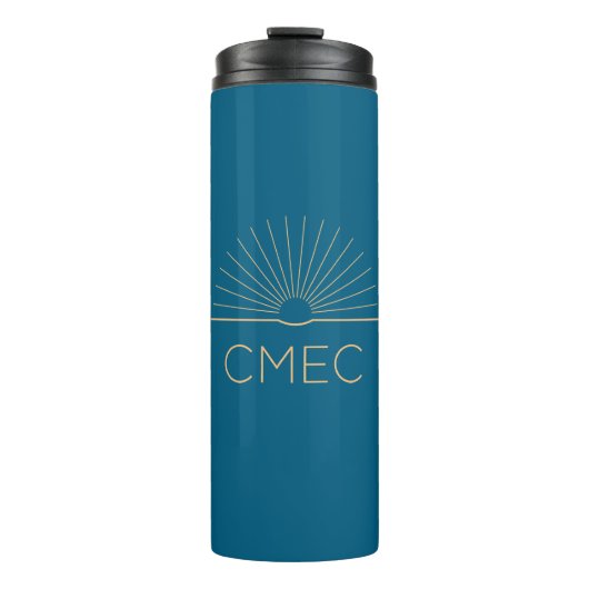 CMEC Thermische Reismok - 12 oz, blauw en perzik Thermosbeker (Voorkant)