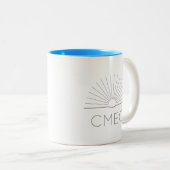 CMEC Tweekleurige Mok - grijs logo, turquoise inte (Voorkant rechts)