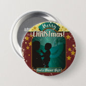 CMN kerstButton 2 Ronde Button 7,6 Cm (Voorkant /achterkant)