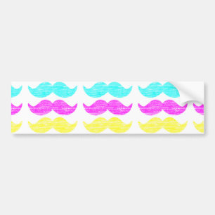 CMY Mustaches (letterdrukstijl) Bumpersticker