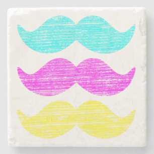 CMY Mustaches (letterdrukstijl) Stenen Onderzetter