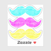 CMY Mustaches (letterdrukstijl) Sticker (Vel)