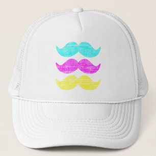 CMY Mustaches (letterdrukstijl) Trucker Pet