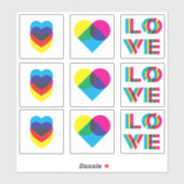 CMYK Assorted Liefde Hart Stickers (Vel)