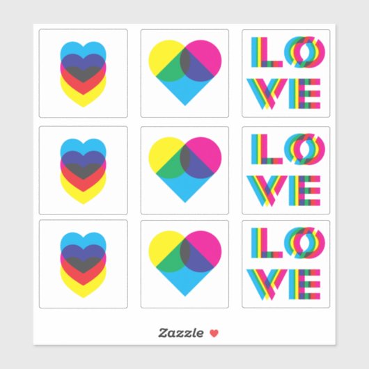 CMYK Assorted Liefde Hart Stickers (Vel)