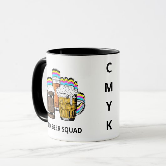 CMYK-bier Mok (Voorkant links)