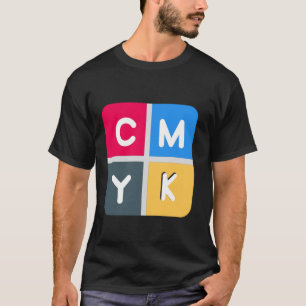 CMYK-cyaan, magenta, geel en sleutel T-shirt