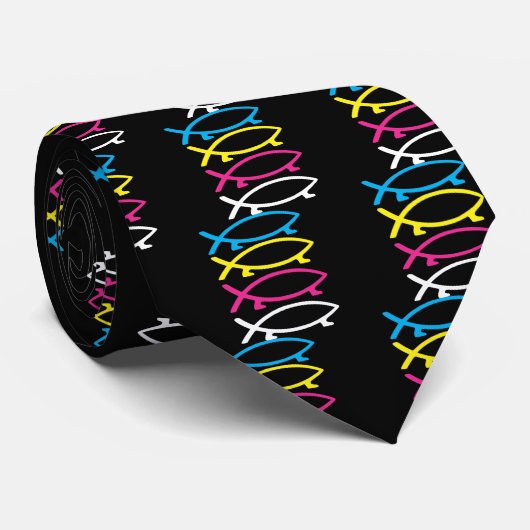 cmyk darwin fish stropdas (Opgerold)