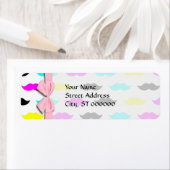 CMYK-hipster mustache-patroon Etiket (Insitu)