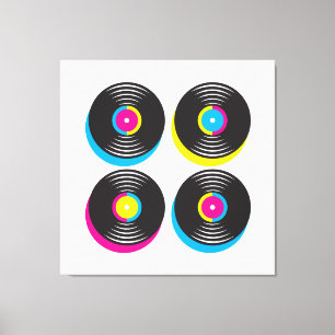 CMYK-pop in vinyl registreert heldere kleuren met Canvas Afdruk