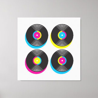 CMYK-pop in vinyl registreert heldere kleuren met  Canvas Afdruk