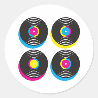 CMYK-pop in vinyl registreert heldere kleuren met  Ronde Sticker