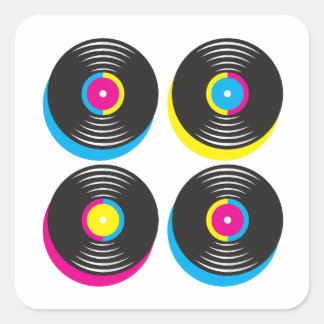 CMYK-pop in vinyl registreert heldere kleuren met  Vierkante Sticker