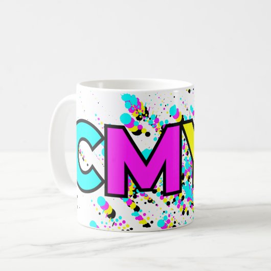 CMYK-schilderplaatjesmonogram Koffiemok (Voorkant links)