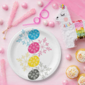 CMYK Snowflakes Papieren Bordje (Feest)