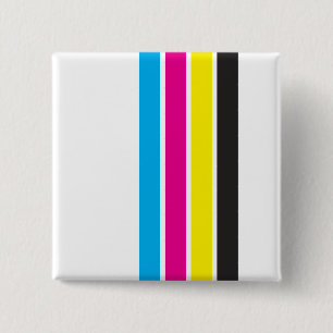 CMYK-strepen Vierkante Button 5,1 Cm