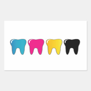 CMYK-tand Rechthoekige Sticker