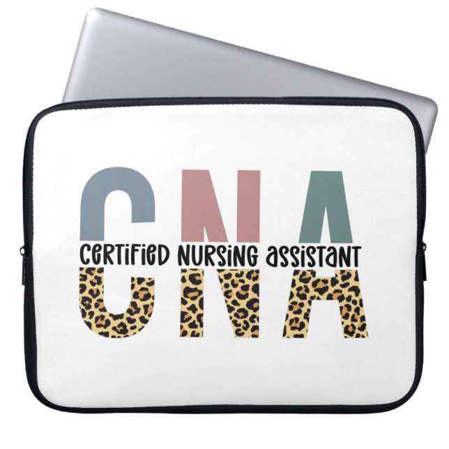 CNA Certified Nursing Assistant Cheetah Print Laptop Sleeve (Voorkant)