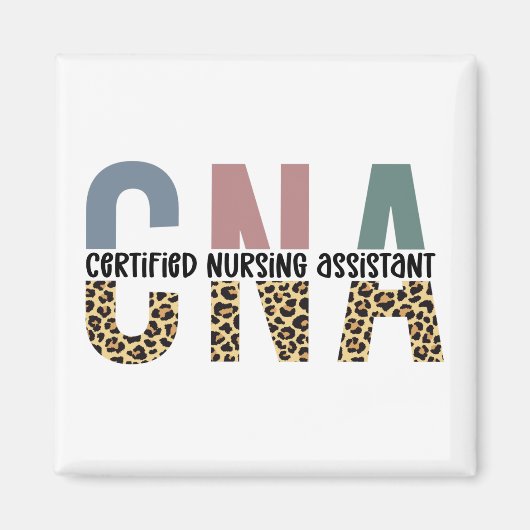 CNA Certified Nursing Assistant Cheetah Print Magneet (Voorkant)