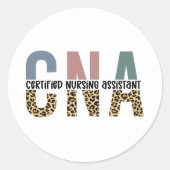 CNA Certified Nursing Assistant Cheetah Print Ronde Sticker (Voorkant)