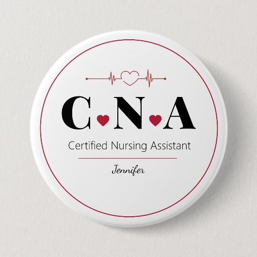 CNA Certified Nursing Assistant Persoonlijk Ronde Button 7,6 Cm (Voorkant)