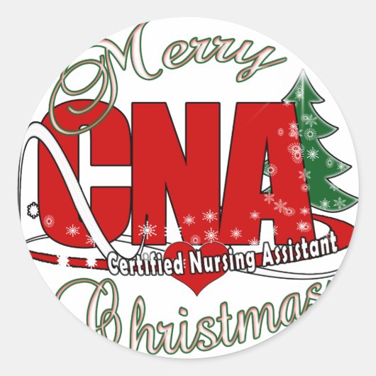 CNA CHRISTMAS Certified Nursing Assistant Ronde Sticker (Voorkant)