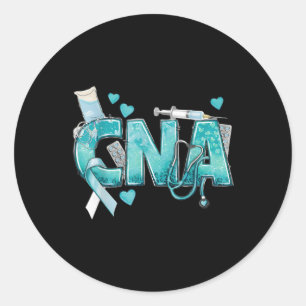 Cna hartstethoscoop Blauwgroen lint baarmoederhals Ronde Sticker