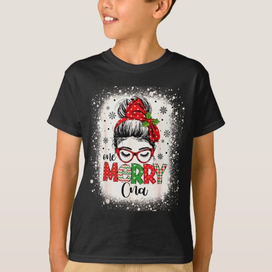Cna Nurse Messy Bun Nurse's Aid Christmas T-shirt (Voorkant)