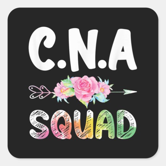 CNA Nurse Squad Certified Nursing Assistant Vierkante Sticker (Voorkant)