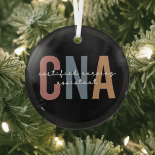 CNA Retro Certified Nursing Assistant Glas Ornament