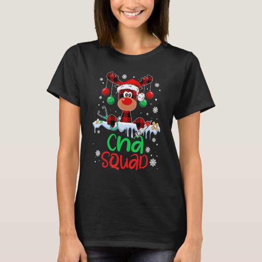 CNA Squad Kerstreindeer Stethoscoop Matching T-shirt (Voorkant)